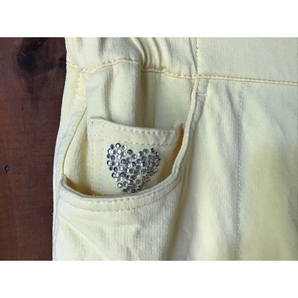 Quacker Factory Dream Jeannes Capris Size XS Yellow Stretch Rhinestones - Picture 3 of 12